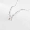 Silver 925 sterling silver necklace featuring a sparkling diamond-encrusted H initial pendant - H-Necklace-Silver