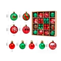Set di 44 palline di Natale rosse e verdi con motivi a fiocchi di neve dipinti - Set 5 (44PZ/Rosso Verde)