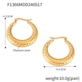Vergoldete Creolen aus Titanstahl mit gedrehtem Design, 3,5 cm groß, 10 g pro Paar - Gold