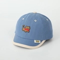 Dettaglio del ricamo a cucciolo e della trama in cotone del cappellino per bambini - 52cm (2-5 Anni) / Blu
