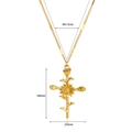 Detail view of gold flower cross necklace with dimensions 38mm height and 40+5cm chain - Sunflower Cross