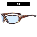 Y2K sporty cycling sunglasses with tortoise frame, light blue lenses and silver rivets - Tortoise Blue