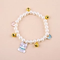 Elastic pearl pet collar with a purple cat pendant, colorful butterflies, and bells - One Size / Purple Cat