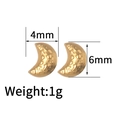 Detail of 18K gold stainless steel crescent earrings with moon texture and dimensions - Moon