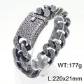 Pulsera retro para hombre de acero inoxidable con tridente y acabado antiguo, 220x21mm - 21mm Plata Antigua (KB179929-KJX)
