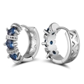 S925 Sterling silver hoop earrings with blue gemstones and hollow zigzag pattern - Selling Lze48-p