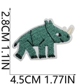 Detailed teal rhinoceros embroidery patch with 4.5cm x 2.8cm size measurements - No.6 Teal Rhino