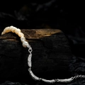 Pulsera de plata S925 con piezas de plata irregulares y perlas naturales amarillas - Plata 925 / Oro Blanco