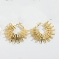 Polished gold sunburst heart earrings with radiant geometric bars for women - Sun Radiant Geometric Style