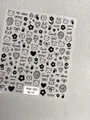 Minimalist black and white cartoon nail stickers with cat and bear patterns, model Aha-092 - Aha-9201 Black Designs