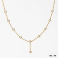 Collana minimalista in acciaio dorato con zirconi brillanti e struttura a forma di Y - Oro (D1189)