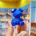 Klein blue geometric rabbit keychain with matte texture and golden chain accessory - Single Blue Pendant