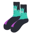 Cartoon Frankenstein cotton socks in green and black colors for Halloween - 38-46 / Black Frankenstein Halloween