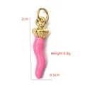 Pink horn pendant with golden crown detail, size 2cm by 0.5cm, weight 0.8g for DIY jewelry - BXGPJ128-Pink Italian Horn Pendant