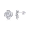 Eleganti orecchini a fiore in argento sterling S925 con diamanti coltivati in lab - Moissanite 0,5 Carati * 2