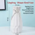 Modern white matte ceramic vase with geometric design and Just for You ribbon, height 20cm - Solid White - Lingfeng (20cm)