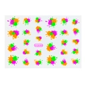 Detailed view of neon paint splash nail stickers in orange and green tones, style WG6084 - WG6084 (Colorful Splash)
