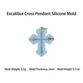 Translucent blue sword cross silicone mold with specific size and weight labels - Sword Cross
