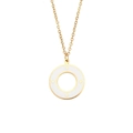 Minimalistische Goldkette mit weißem Emaille-Rundanhänger und filigranen Sternmustern - Emaille Stern Ring Anhänger (Weiß)