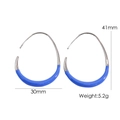 Minimalist geometric steel earrings in shiny silver with bright blue enamel finish - Large / Royal Blue - Steel Color