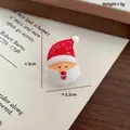 Christmas Santa Claus resin brooch pin DIY accessory with red and white glitter finish - Red Mouth Santa Claus