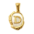 Gold plated stainless steel letter D pendant with white mother of pearl inlay - Letter D (SP035G-D（Single Pendant）)