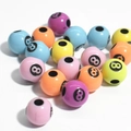 Colorful acrylic sports beads with number eight print for DIY children's jewelry making - 12mm Billiard Ball Mixed Colors Black Line