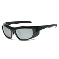 Tactical sports sunglasses in black frame with grey lenses and protective side shields - Regular / Black/Grey/Silver Mirror
