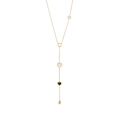 Goldene Y-Halskette aus Edelstahl mit schwarzen und weißen Herzanhängern - Herz Y-Form Halskette Stil (6#)