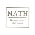 Math metal enamel pin featuring 'The only subject that counts' text on white background - MATH Theme (xz4346)