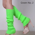 Close-up of neon green ribbed knit leg warmer with elastic texture and ruched style - Fluorescent Green