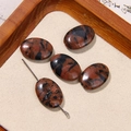 Five oval Mahogany Obsidian loose beads with unique textures for DIY jewelry making - Red-Brown Black Mottled Oval Style (32号)
