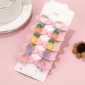 Simpatiche mollette per capelli a frutto traslucido per bambine su carta rosa - 10 Pezzi (5 Paia)