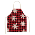 Christmas buffalo plaid apron with white snowflakes print and red neck strap - Buffalo Plaid Snowflakes (WQ02-26)