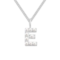 Elegant silver stainless steel necklace featuring a pearl-inlaid letter E initial pendant - Letter E / Steel Color