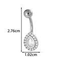 Silver teardrop belly button ring with zircon wings measuring 2.76cm in length - Water Drop Pendant - Silver (0198-7#银)