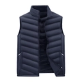 Chaleco acolchado azul marino para hombre con cuello alto y bolsillos con cremallera - 2XL / Azul