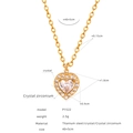 Collana con ciondolo a cuore in acciaio al titanio con cristallo e zirconi dorati - Collana Catena Sottile Pendente Cuore (P1522)