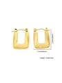 Detail view of U-shaped gold earrings with textured rays and 2.3cm measurement - Gold Square Radiant Ray Style (#0194)