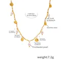 Paramètres de taille détaillés du collier perle et coquillage doré avec mesures - 39+5cm / Style Coquillage Perle d'Eau Douce Or