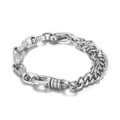 Bracciale in acciaio inossidabile argento con maglie strutturate e catena cubana mista - Argento Acciaio (KB146302-KLHQ)