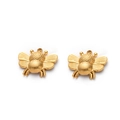 Pair of golden titanium steel bee charms for DIY necklace and earring accessories - Bee