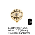Macro detail of Evil Eye jewelry charm with gold base and cubic zirconia pavé setting - Style C-Round Eye