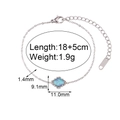 Detailed view of silver bracelet featuring blue opal pendant with dimensions and weight info - Retro Oval Petal Opal Pendant Bracelet / Silver Blue