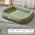 Washable gray-green pet bed for dogs and cats with size chart and soft plush padding - M (50*40cm) / Light Green