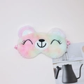 Rainbow gradient plush sleep mask with cute cartoon ears and soft elastic strap - Colorful Bear