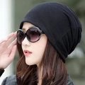 Women's black knit slouchy beanie for autumn and winter, warm headwear and neck gaiter - Standard / Black Pure Cashmere-like