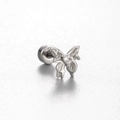Titanium steel butterfly cartilage earring with heart zircon and screw ball back closure - Butterfly Heart Style (A138-5#)