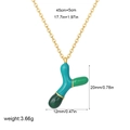 Letter Y necklace with green gradient enamel and 45cm plus 5cm adjustable gold chain - Letter Y