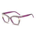 Cat eye glasses with purple translucent frame, sparkling rhinestones and pearl accents - C06 Purple
